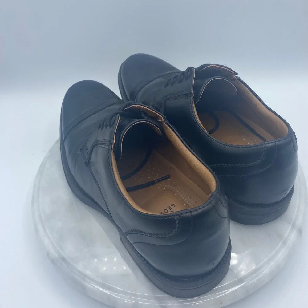 George Mens 7.5 Dress Shoes Black MNGE22GN002L Cap Toe Lace Up Derby